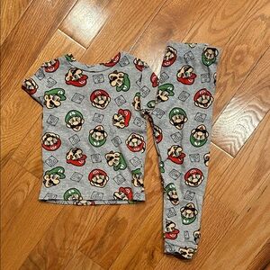 Nintendo Kids Pajama Set - Gray with Mario and Lugi Characters